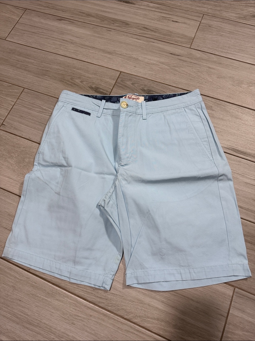 Original Penguin Light Blue Flat Front Shorts